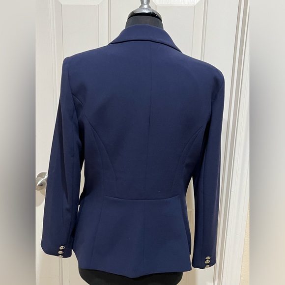 White House Black Market Midnight Blue DOUBLE BREASTED BLAZER WOMENS SIZE 10 - Picture 5 of 10